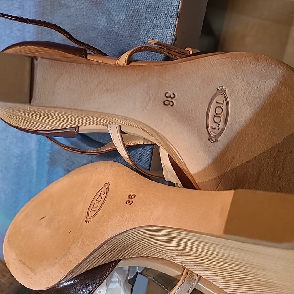 Tod's Zeppa Wedge Sandals Sz 36 New With Box No Sticker View 5